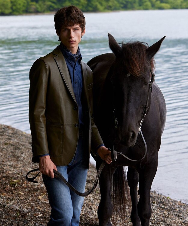 JOSEPH ABBOUD ドットプリント　スカーフ ネイビー系5