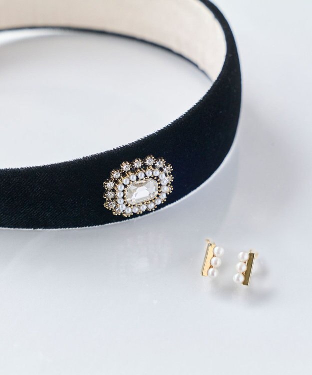 Phoebe <オンワード限定セット>パール&バーライトフィットイヤリング×クラッシービジューカチューシャ ゴールド ゴールド