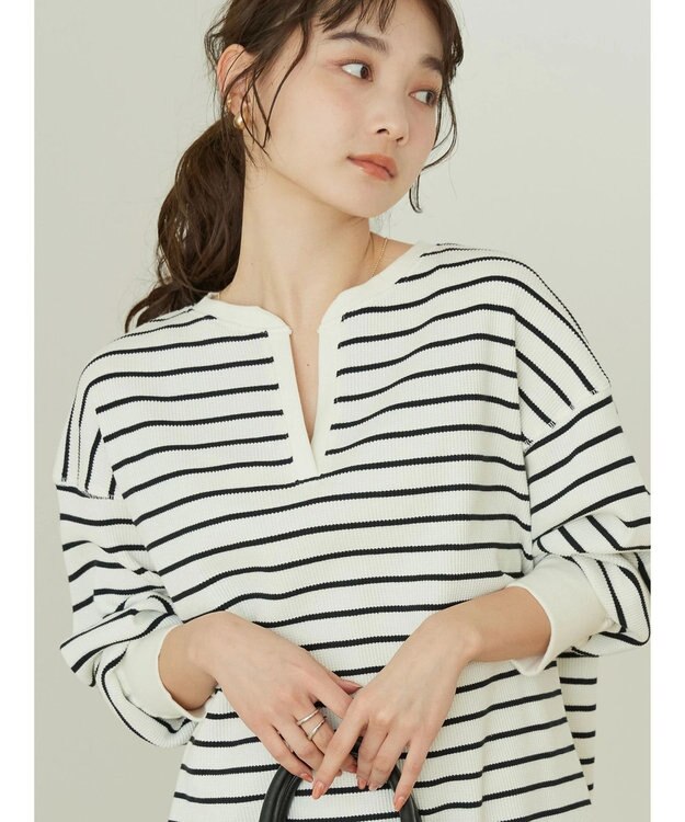 AMERICAN HOLIC スキッパーワッフルプルオーバー Border