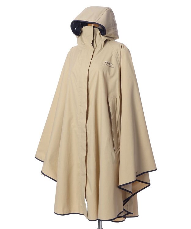 MOONBAT POLO RALPH LAURENRL パイピングレインポンチョ 無地 75デニール 収納袋付き ベージュ