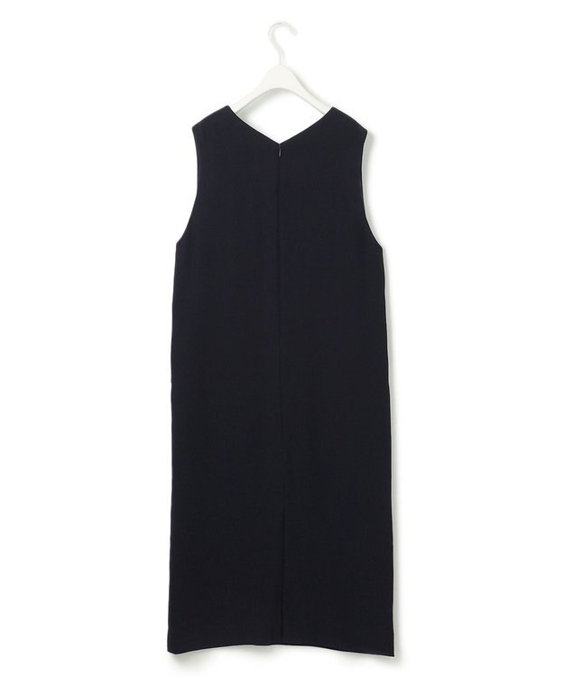ICB L 【洗える】ライトダブルクロス Vネックワンピース ネイビー系
