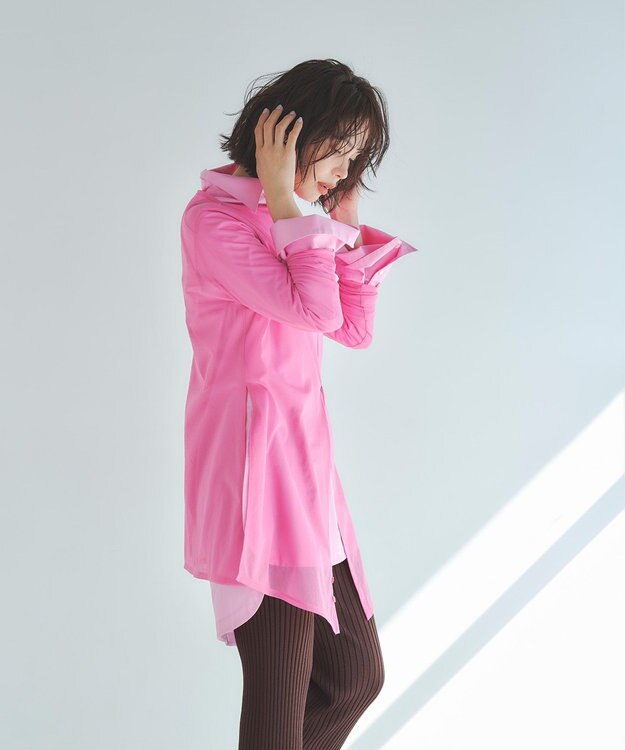 uncrave コットンクロスプレーン BIGシャツ ピンク