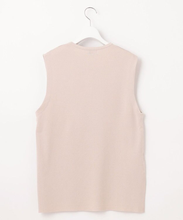 J.PRESS LADIES 【洗える】COTTON ACETATE キーネック ニット ベスト ライトグレー系