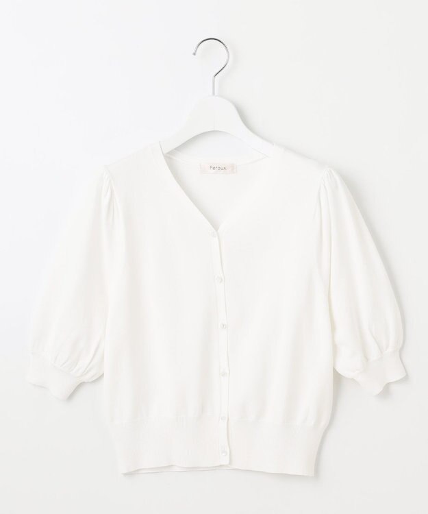 Feroux ハーフスリーブ カーディガン ホワイト系