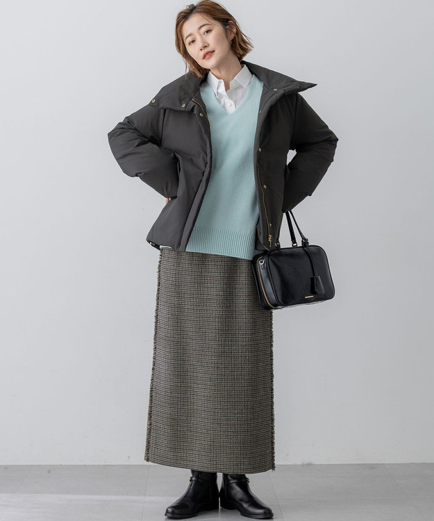 23区 L 【一部店舗限定/滝沢眞規子さん着用/撥水加工】ミリタリー Aライン ダウンコート グレー系