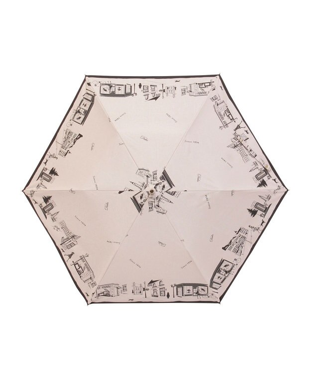 MOONBAT DAKS(ダックス) 晴雨兼用日傘 折りたたみ傘 街並み フワクール生地使用 ピンク