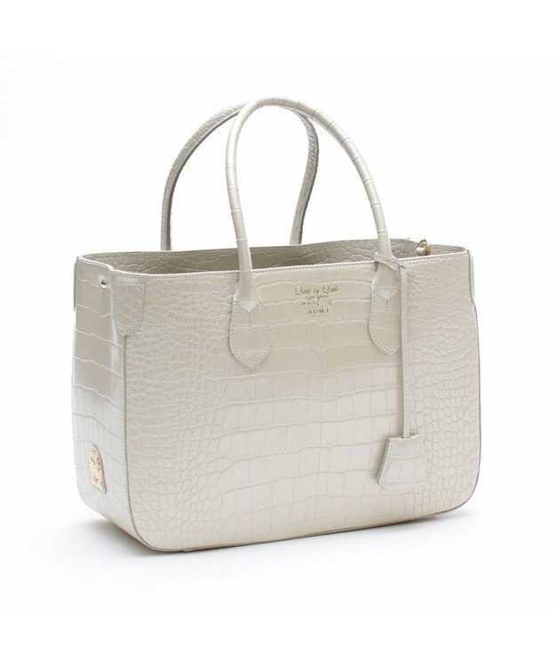 A.D.M.J. 【牛革】クロコダイル型押しトート32cm(Dカン付) ホワイトパール