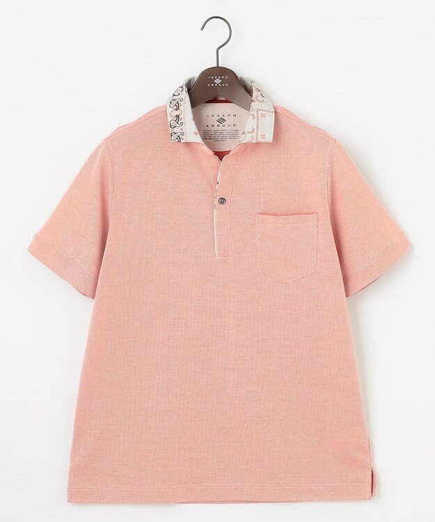 JOSEPH ABBOUD 【愛されて20年！オーガニックコットン使用】 バンダナプリント ダディ ポロシャツ オレンジ系