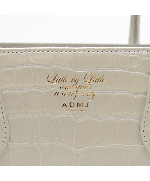 A.D.M.J. 【牛革】クロコダイル型押しトート32cm(Dカン付) ホワイトパール