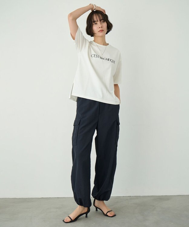 UNFILO L BEAUTY FORM ロゴ刺繍 半袖Tシャツ 白