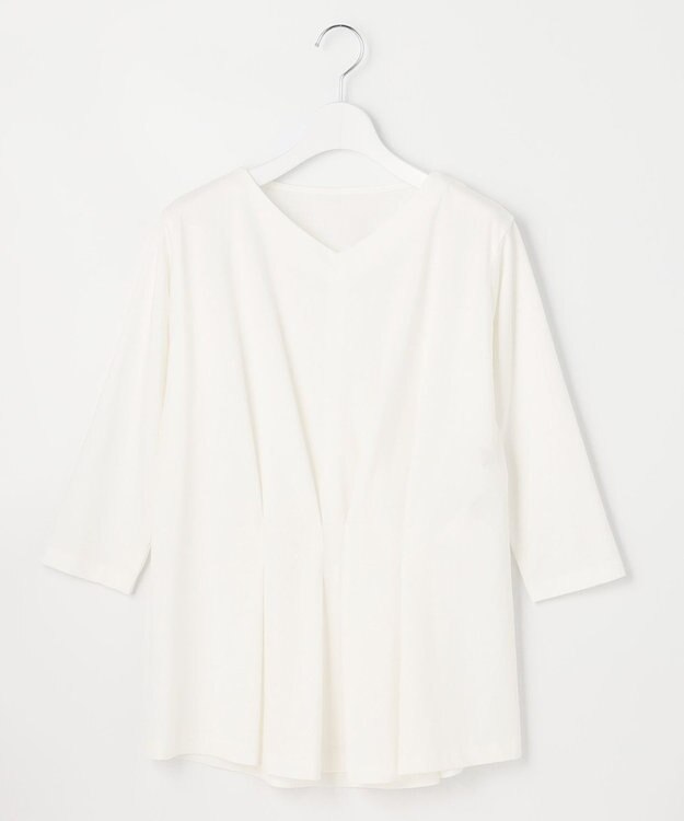 自由区 L 【放湿性/保湿性】イージートップス タックディテール カットソー アイボリー系