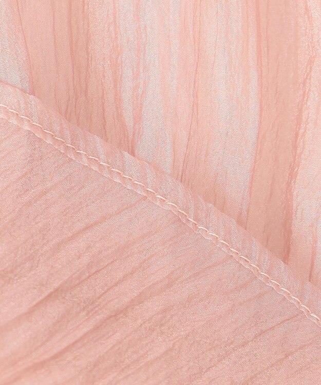 Feroux 【洗える】シャーリングシアー シャツ ピンク系