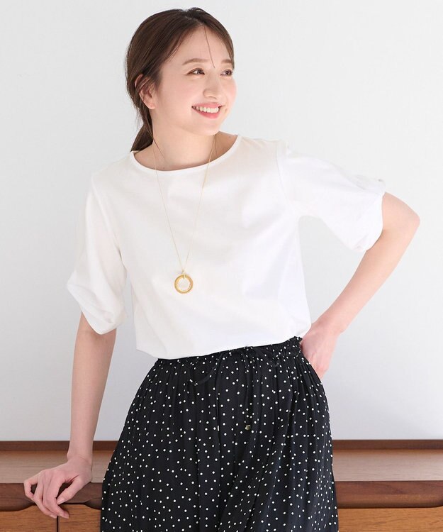 ANY 【接触冷感】シルケットスムース タックスリーブトップス オフ