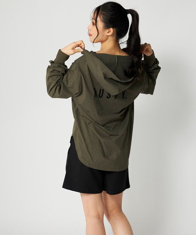 OP／FILA 【RUSTY】ミニ裏毛プルパーカー付き4点セット水着 カーキ