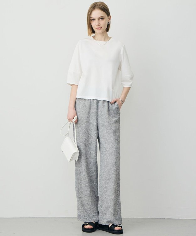 ICB L シャツジーナプレーディング ランタンスリーブカットソー オフホワイト