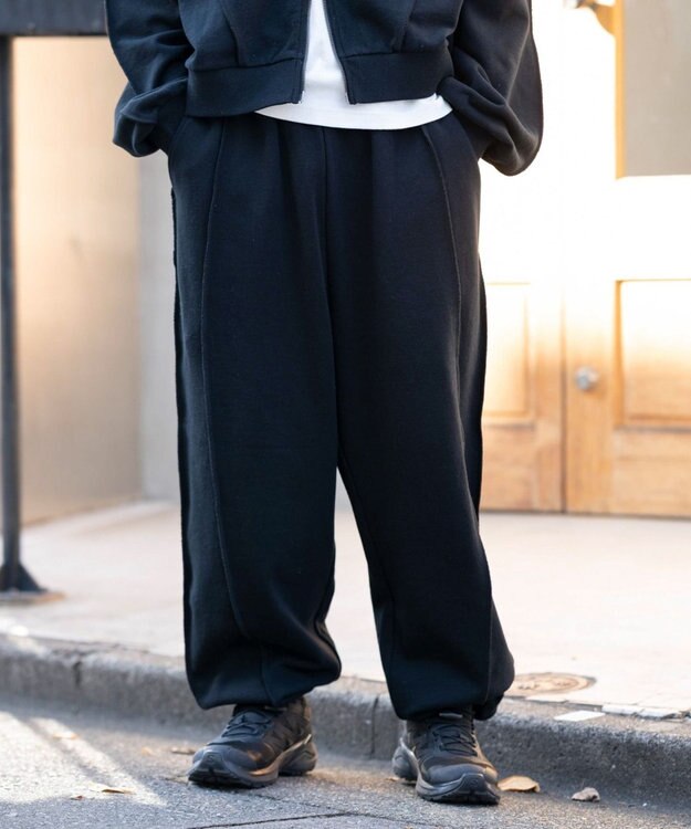 WEGO 【ユニセックス着用ITEM/ウエストゴム】スウィッチングスウェットパンツ ブラック