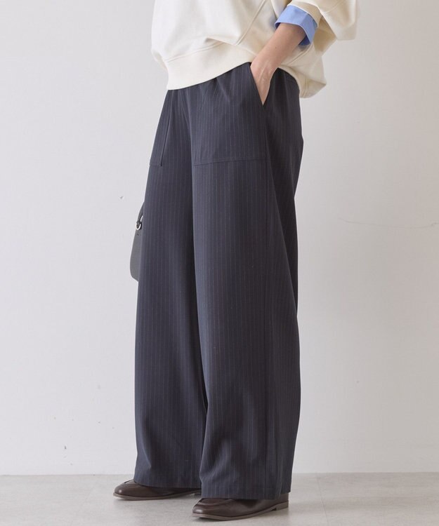 AMERICAN HOLIC 【イージーケア】ベイカーリラックスパンツ Stripe Navy