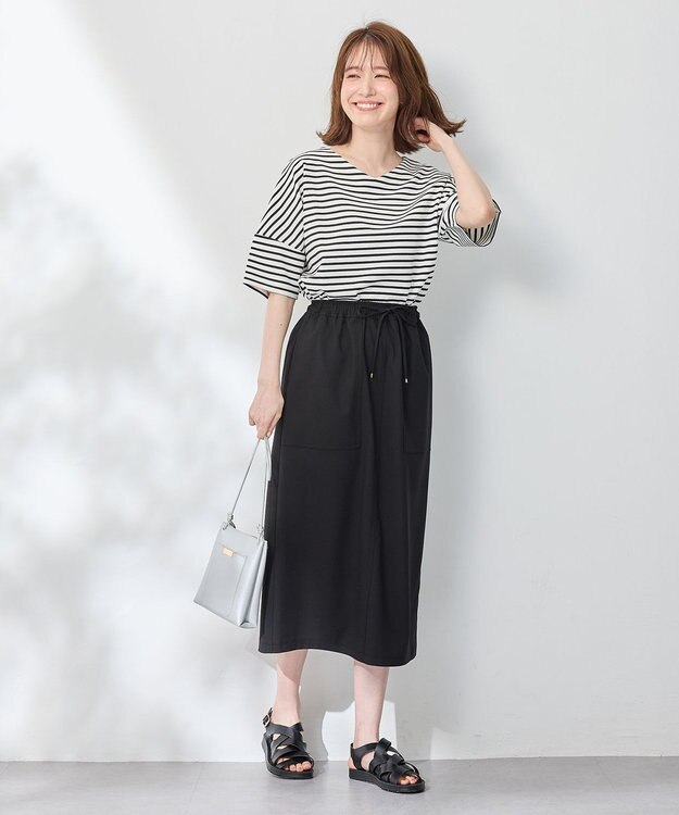 ANY L 【セットアップ可能/UVケア/接触冷感/ストレッチ】イージーケアタイトスカート ブラック