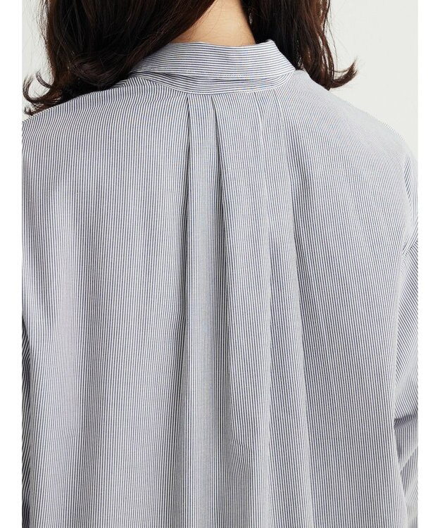 Green Parks 胸元ポケットイージーケアストライプシャツ Dark Navy