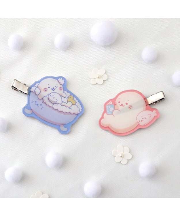 Mother garden しろたん アクリル前髪クリップ 2個セット《お風呂＆読書》 ピンク（淡）