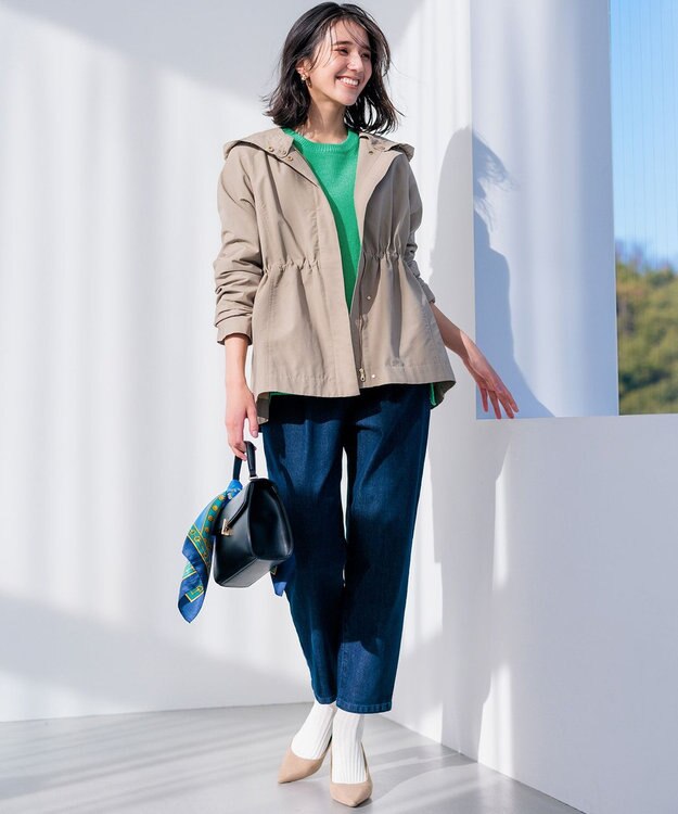 組曲 L 【フード取り外し可】2WAYショート丈ライトアウター モカカーキ系