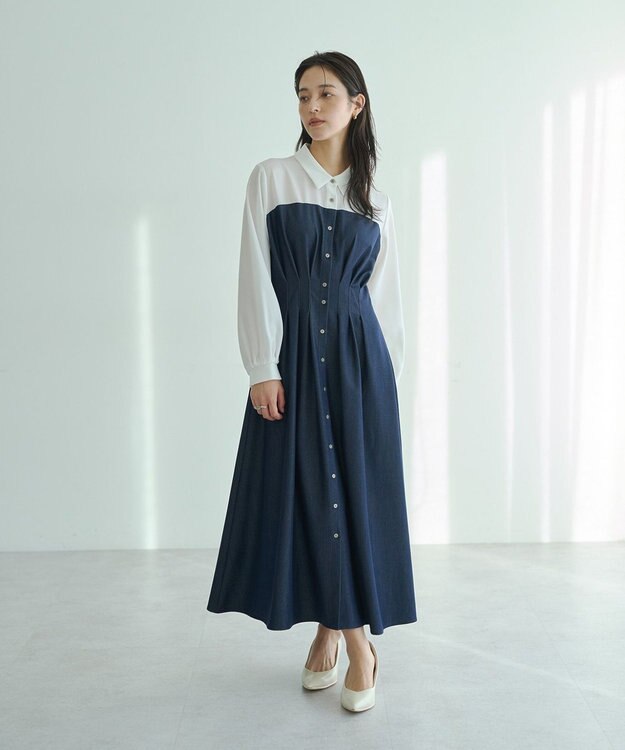 YECCA VECCA ベアドッキングワンピース Navy
