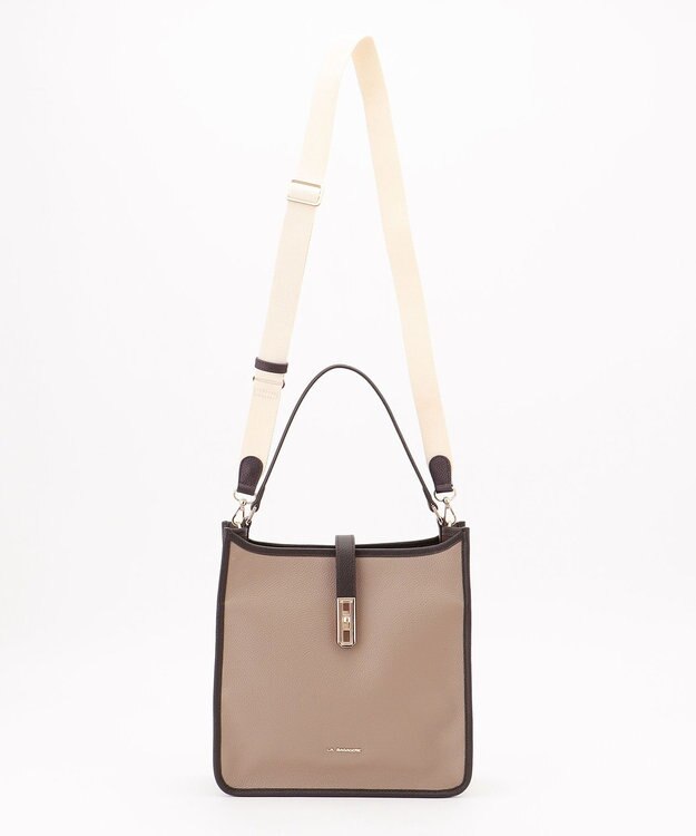LA BAGAGERIE スクエアレザー2WAYショルダーバッグ グレージュ