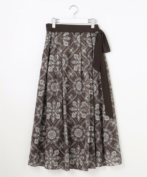 自由区 ロータスタイルプリント スカート ブラウン