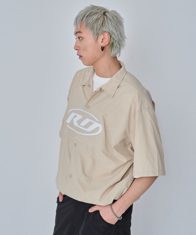 WEGO 【ユニセックス着用ITEM】リップストップグラフィックシャツ（SS） ベージュ