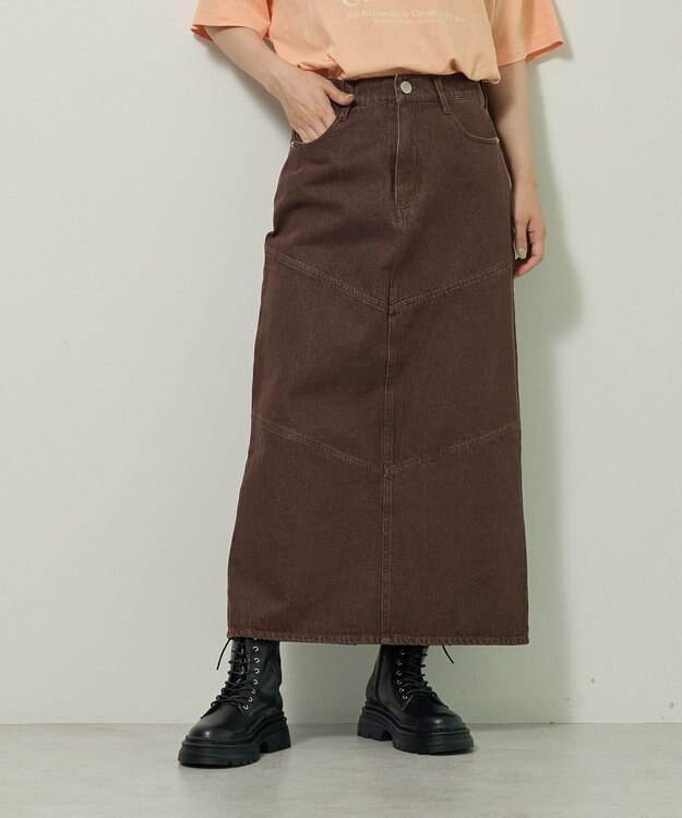 Green Parks デニムタイトロングスカート Brown