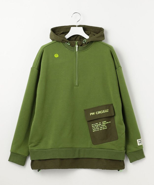 PW CIRCULUS 【MEN】裏毛ジップアップフーディ カーキ系