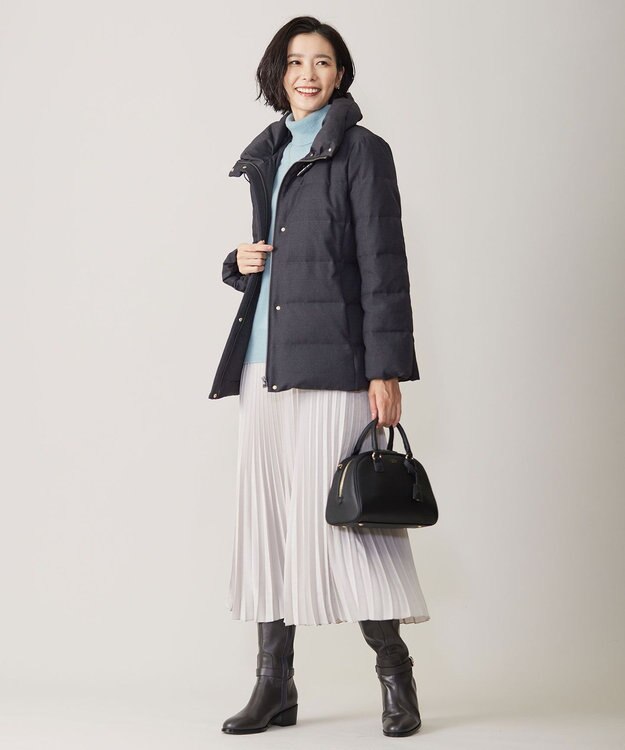 J.PRESS LADIES S 千鳥&グレンチェック ショート ダウン コート グレー系3