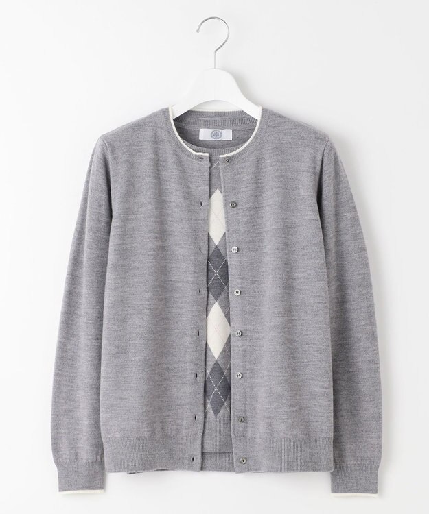 J.PRESS LADIES L 【洗える】アーガイル ツイン ニット ライトグレー系