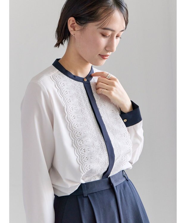 Te chichi フロントレースブラウス グレー