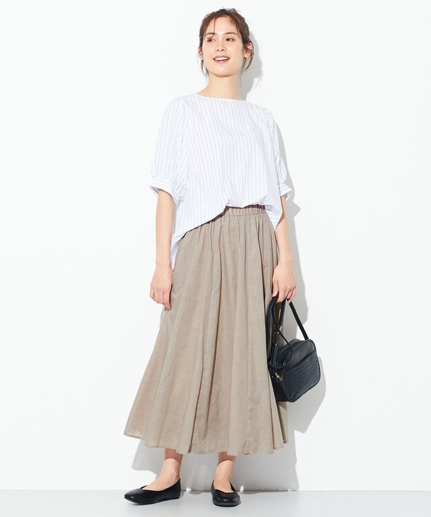 ANY 【ウエストゴム】シャンブレーライク スカート ベージュ