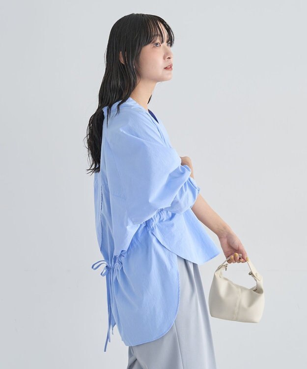 Green Parks スキッパーブラウス Sax