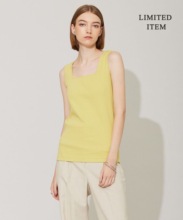 ICB L 【WEB限定・洗える】 ブロードステッチリブ タンクトップ イエロー系
