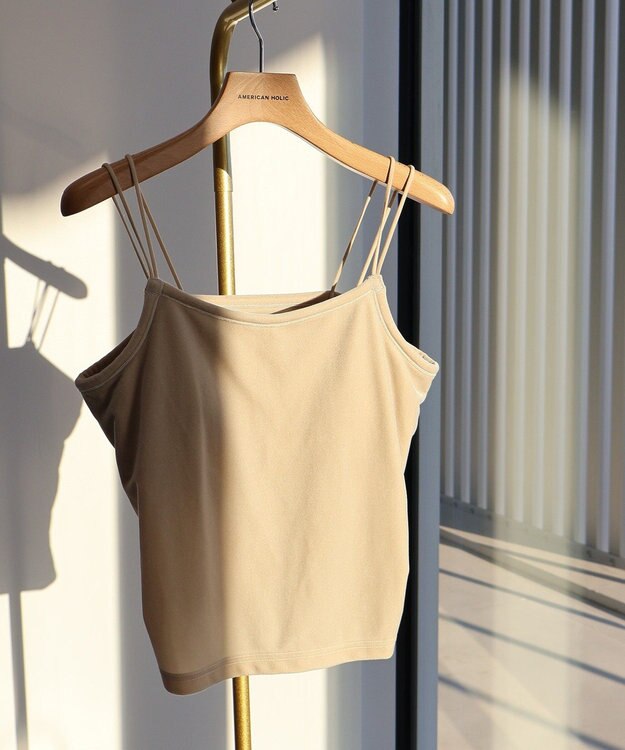 AMERICAN HOLIC カップ付き ベロアショートキャミソール Ecru