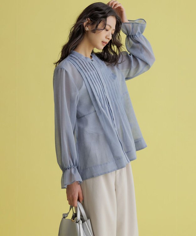 組曲 L エアリーボイルシアー ブラウス シャンブレーブルー系