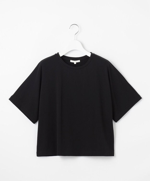 自由区 【接触冷感・UVカット・吸水速乾・抗菌防臭・洗える】ハイカウントクロップド丈 Tシャツ ブラック