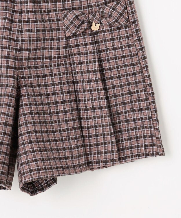 ANY KIDS チェック柄 ショートパンツ ブラウン×チェック