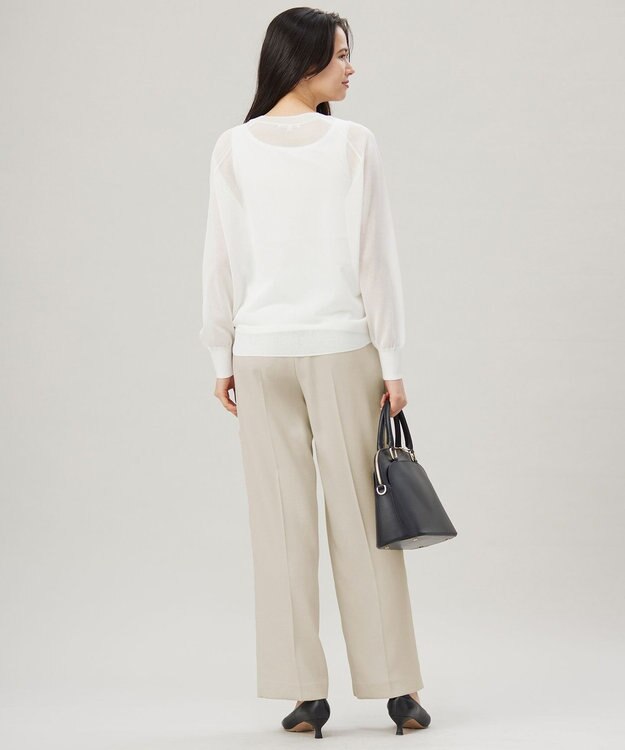 自由区 【洗える】シアーアセテート ニット オフホワイト