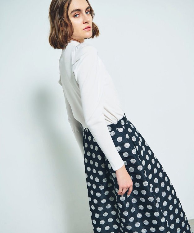 GRACE CONTINENTAL タックスリーブニットトップ ホワイト