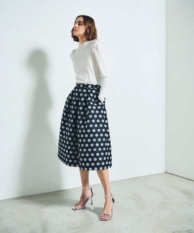 GRACE CONTINENTAL タックスリーブニットトップ ホワイト