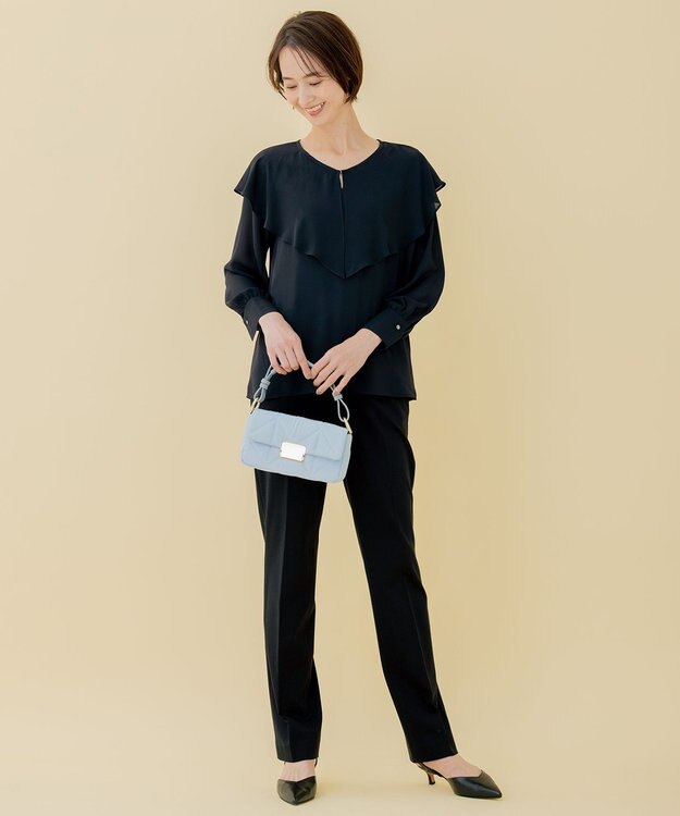 自由区 L 【洗える】WASHABLEPONTE テーパードパンツ ネイビー系