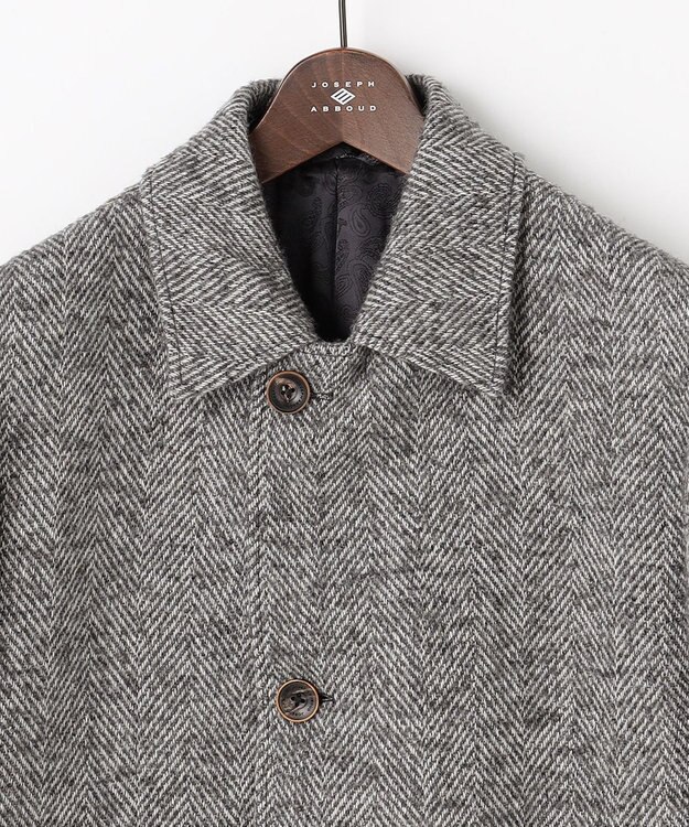JOSEPH ABBOUD 【尾州産カシミヤブレンド素材/軽量】カシミヤブレンドアルパカヘリンボーン ステンカラーコート ライトグレー系7