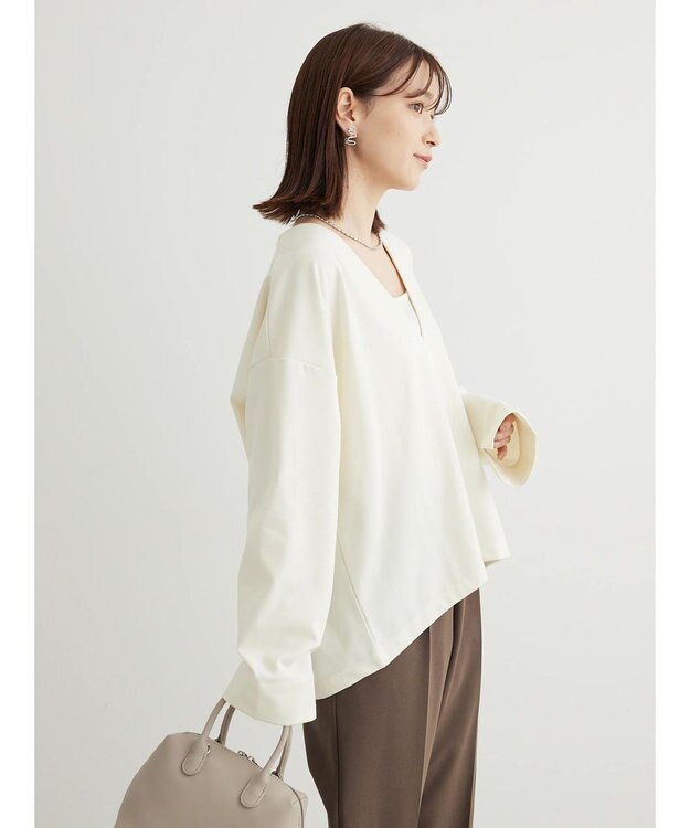 Green Parks Ｂ．ＳＥＴ２点深Ｖプルオーバー＋スクエアタンク Ecru