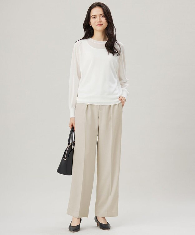 自由区 【洗える】シアーアセテート ニット オフホワイト