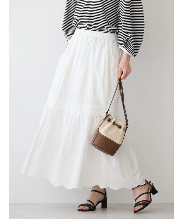 AMERICAN HOLIC インドＣｏｔｔｏｎスカラップ刺繍スカート Off White