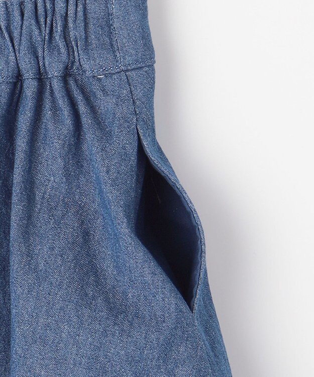 ANY KIDS 裾 ロゴ刺繍 スカパン デニムブルー